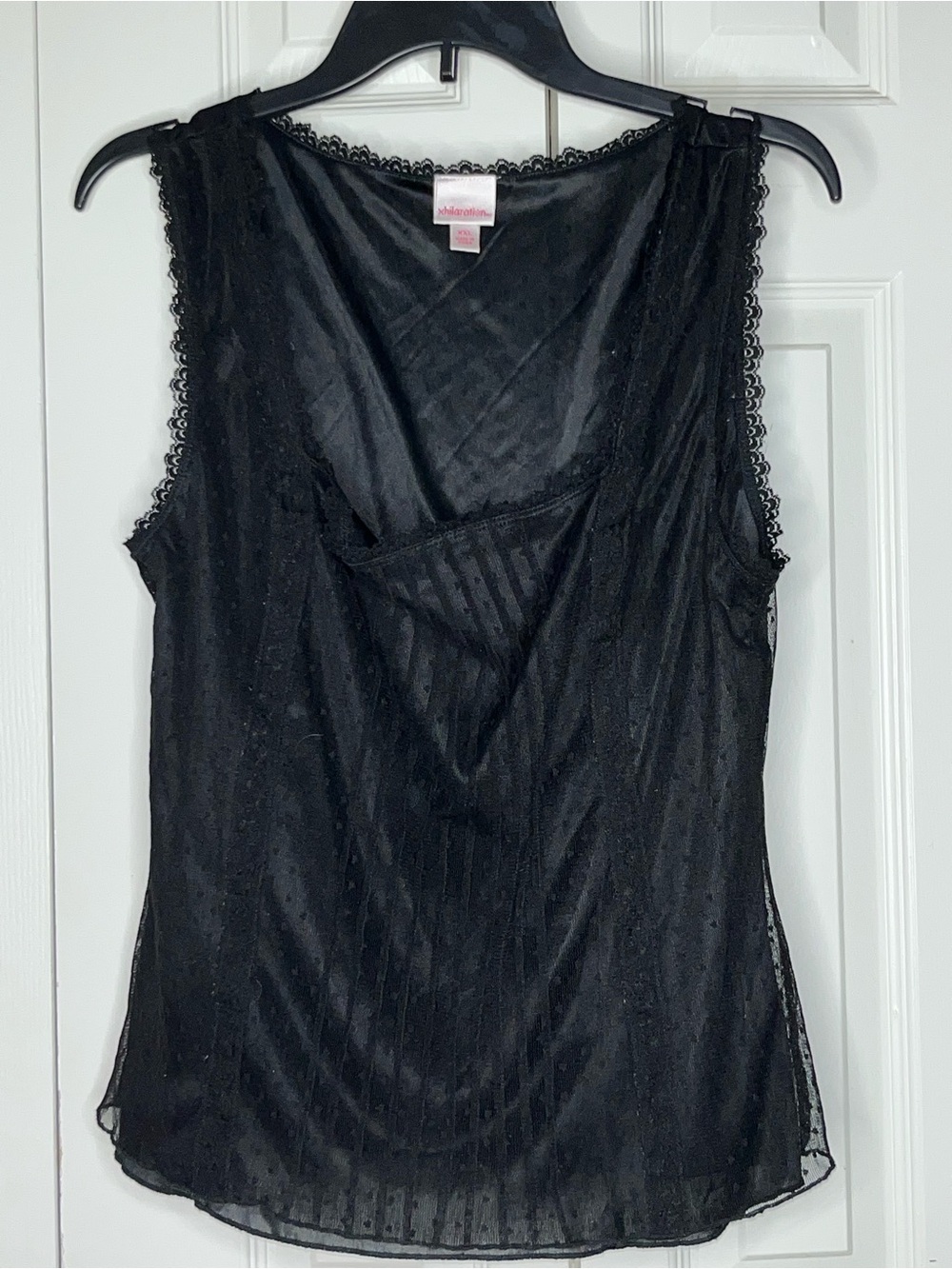 Xhilaration Black Lace-Trim Sheer Tank